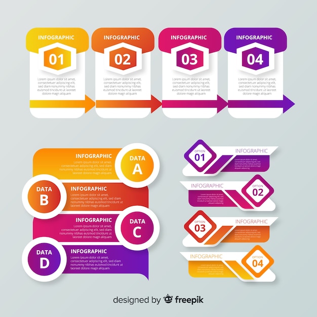 Verloop infographic element collectie Gratis Vector