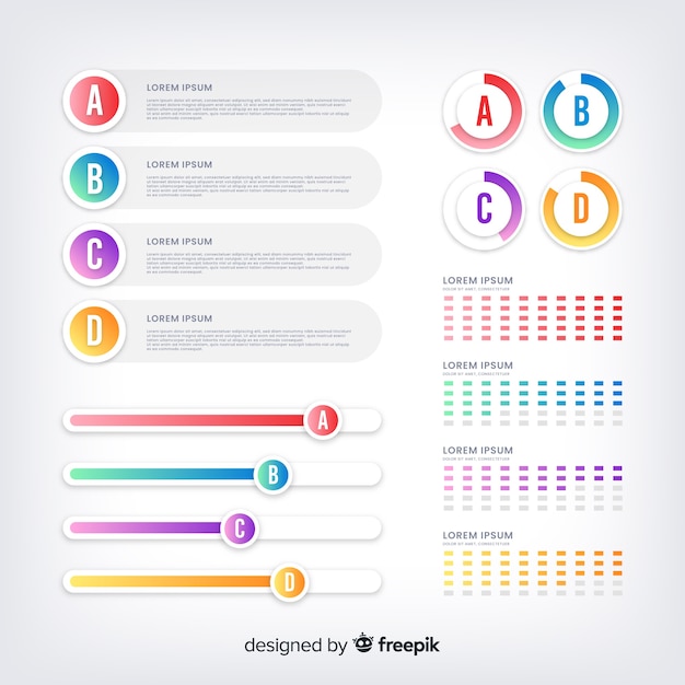 Verloop infographic element collectie Gratis Vector