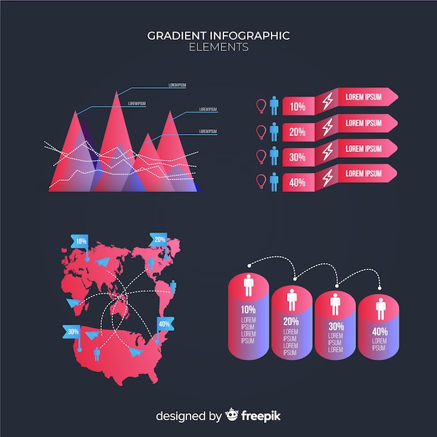 Verloop infographic element collectie Gratis Vector
