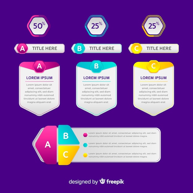 Verloop infographic elementen Gratis Vector