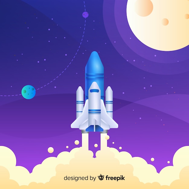 Verloop raket vliegen in de lucht Gratis Vector