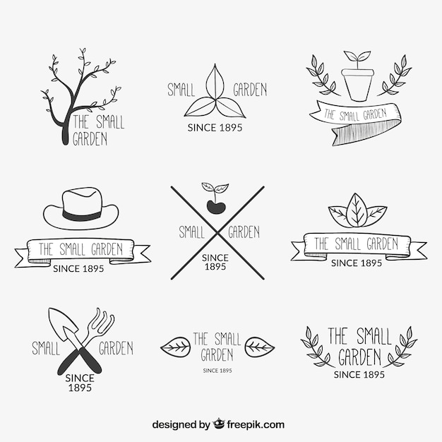 Verscheidenheid van tuin badges Gratis Vector