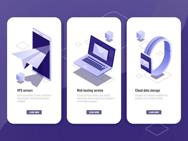 Verstuurd e-mail, online isometrisch pictogram adverteren, slimme apparaten met envelop op scherm Gratis Vector