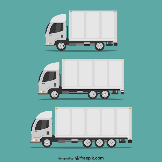 Vervoersvrachtwagens vector set Gratis Vector