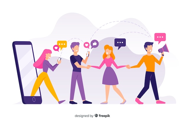 Verwijs een vriend concept plat ontwerp Gratis Vector
