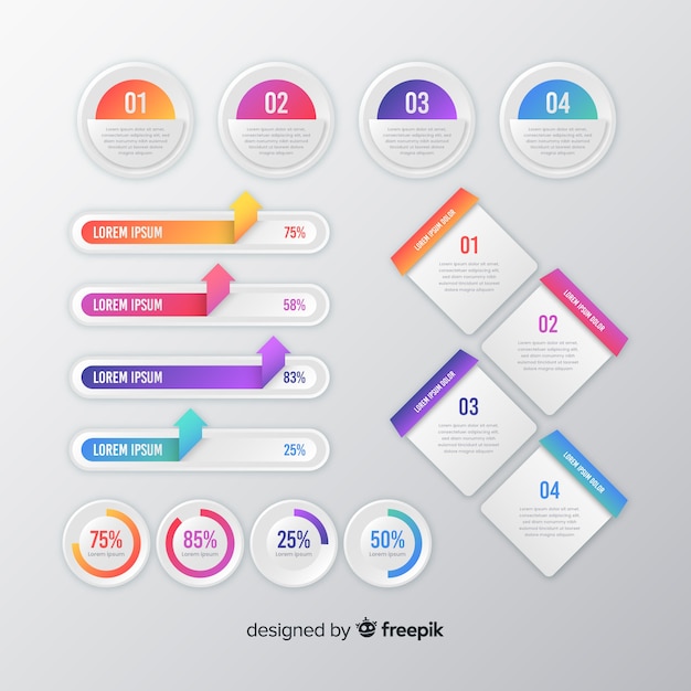 Verzameling gradiënt infographic elementen Gratis Vector