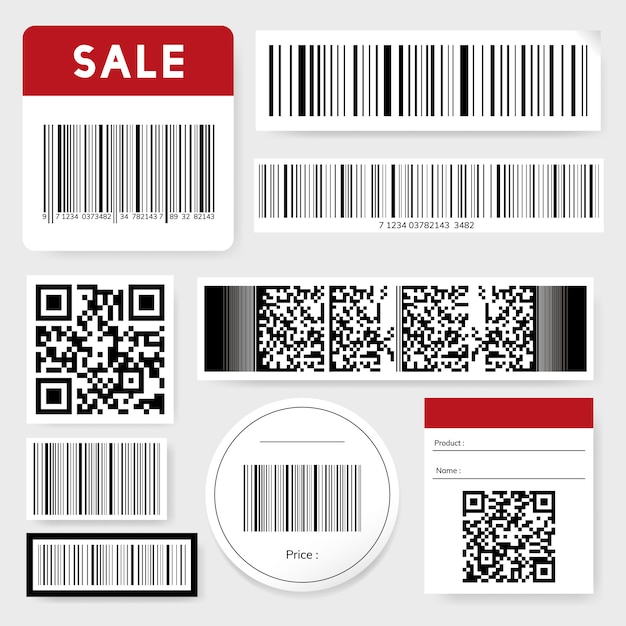 Verzameling van streepjescodes en qr-codes Gratis Vector