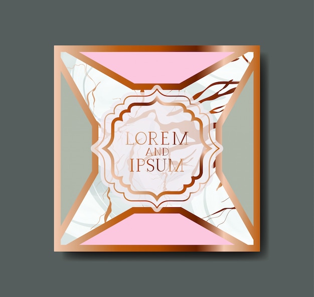 Vierkante gouden frame marmeren textuur Premium Vector