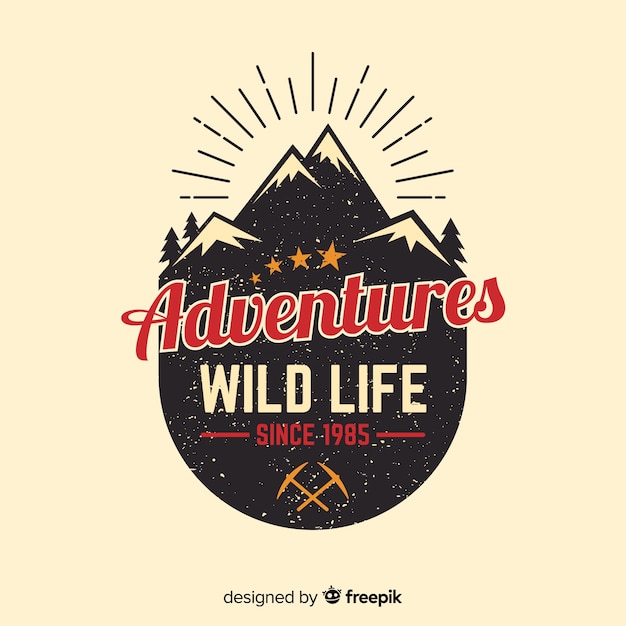 Vintage avontuur logo achtergrond Gratis Vector