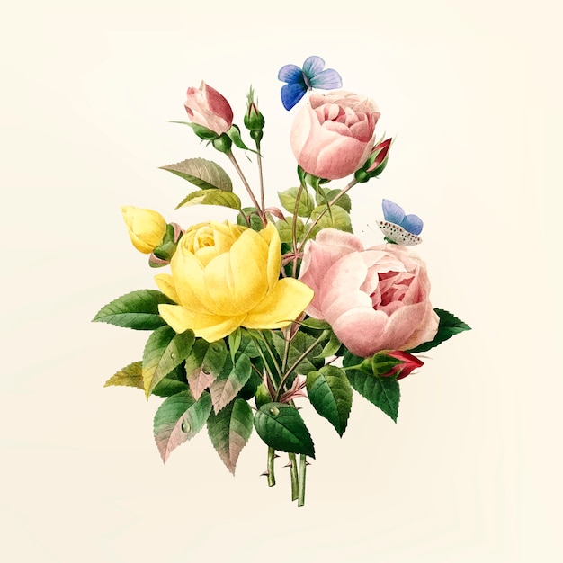Vintage bloem illustratie Gratis Vector