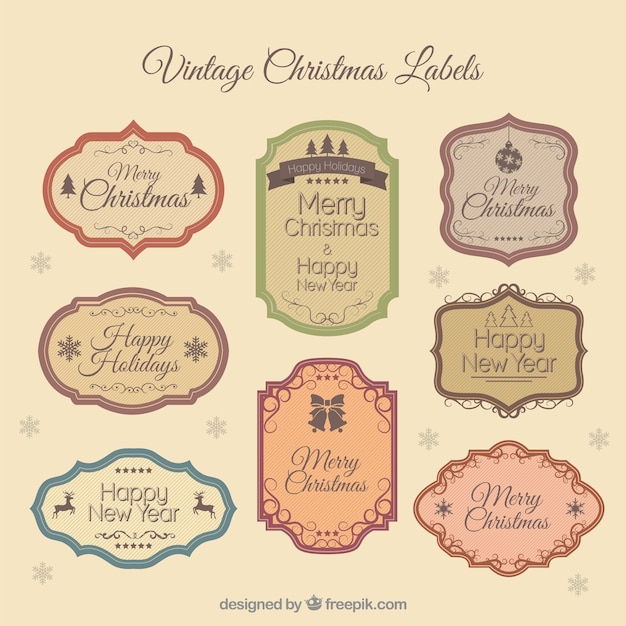 Vintage christmas labels | Gratis Vector