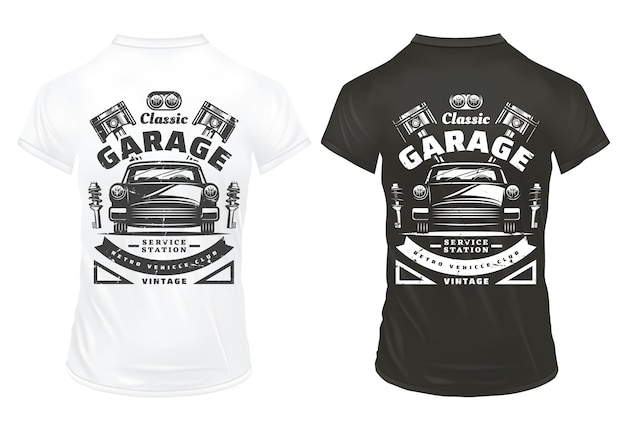 Vintage oldtimers garage service prints met inscripties retro auto