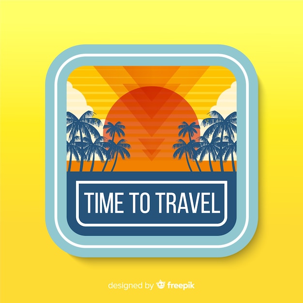 Vintage reizen label plat ontwerp Gratis Vector
