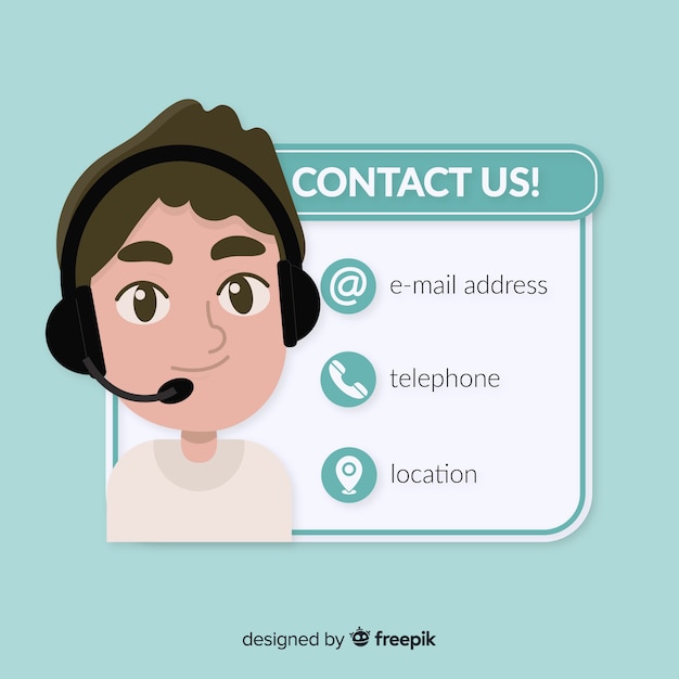 Vlak ontwerp contacteer ons sjabloon Gratis Vector