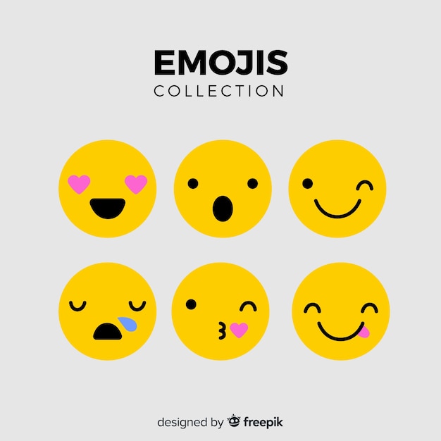 Vlakke emoticon-reactiecollectio Gratis Vector
