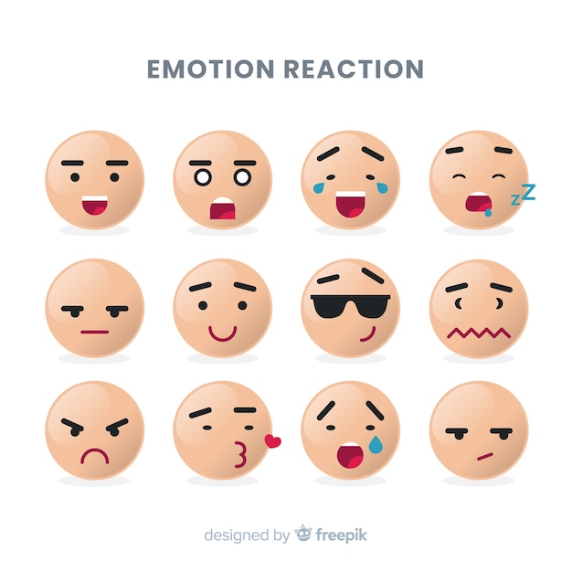Vlakke emoticon-reactiecollectio Gratis Vector