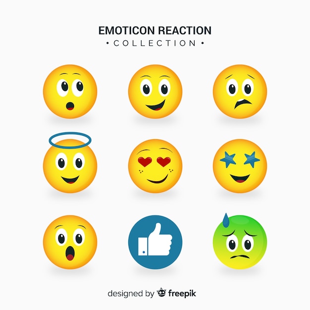 Vlakke emoticon-reactiecollectio Gratis Vector