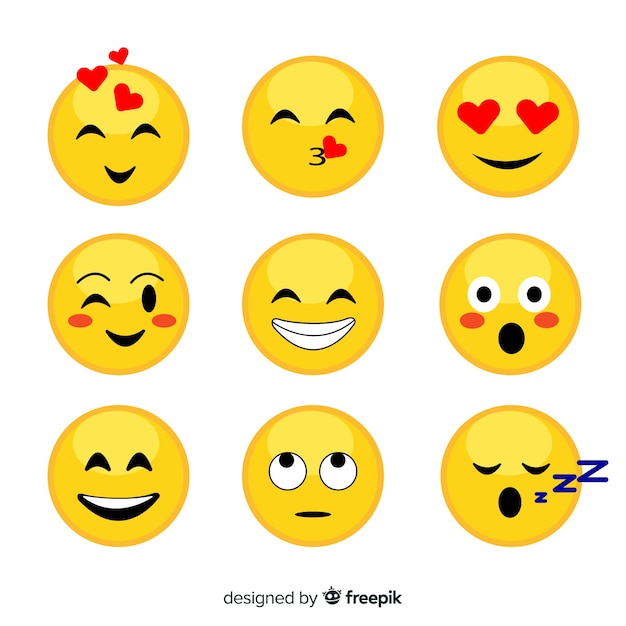 Vlakke emoticon-reactiecollectio Gratis Vector