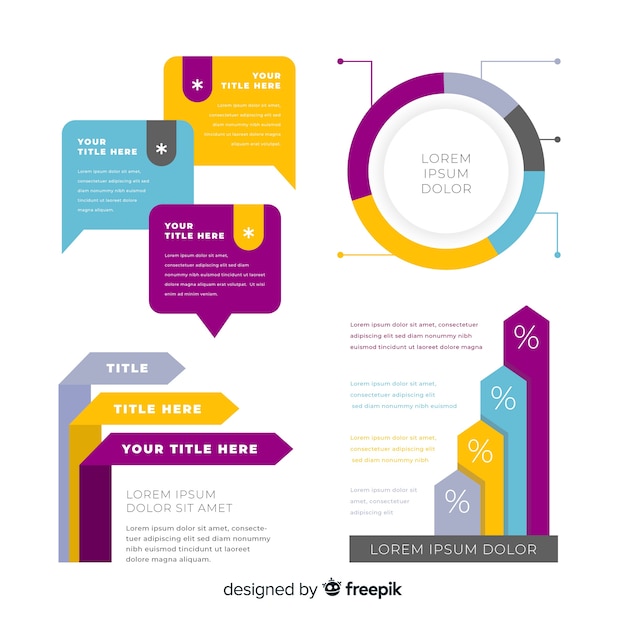Vlakke infographic elementeninzameling Gratis Vector Vlakke infographic elementeninzameling Gratis Vector