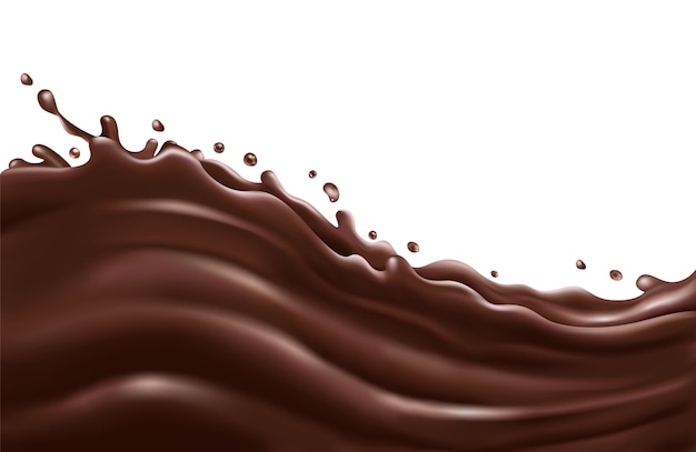 Vloeibare chocolade splash golf op witte achtergrond | Premium