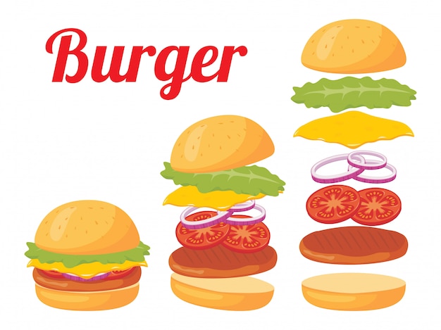 Volledige hamburger illustratie Premium Vector