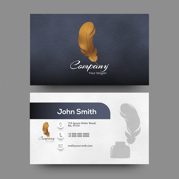 Voor en achter mening van visitekaartje met abstract ontwerp. Premium Vector