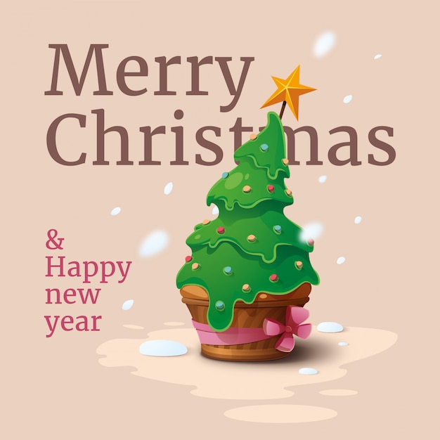 Vrolijk kerstfeest cake Premium Vector