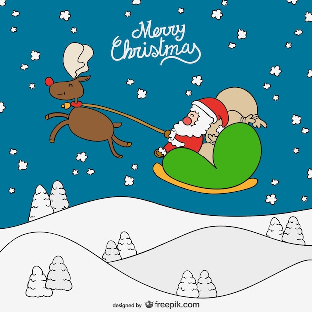 Vrolijke kerst cartoon achtergrond | Gratis Vector