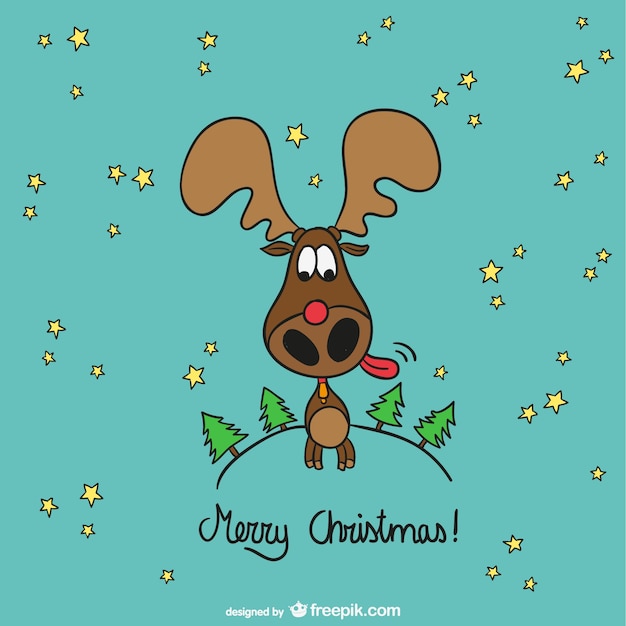 Vrolijke kerst elanden cartoon | Gratis Vector