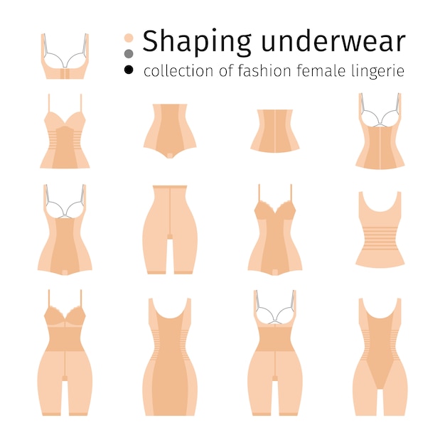 Vrouwen shapewear of vrouwelijke corrigerende ondergoed vectorillustratie Premium Vector
