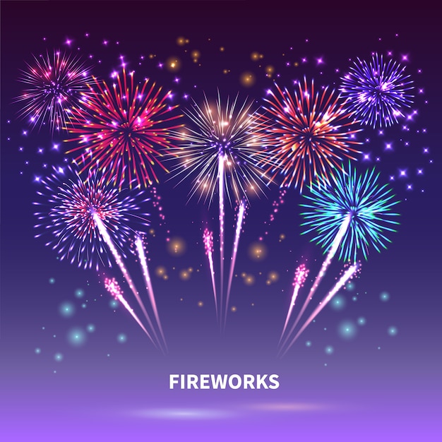 Vuurwerkshow compositie Gratis Vector