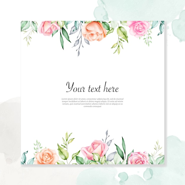 Waterverf bloemen achtergrond multifunctioneel bloemenkader Premium Vector