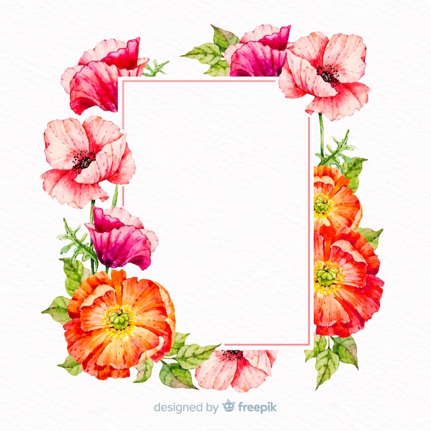 Waterverf bloemenkader met lege banner Gratis Vector