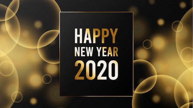 Wazig nieuw jaar 2020 achtergrondsjabloon Premium Vector