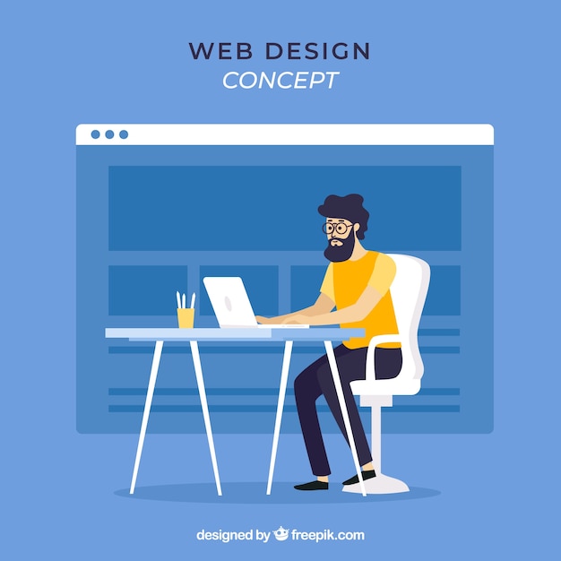Web ontwerpconcept met platte ontwerp Gratis Vector