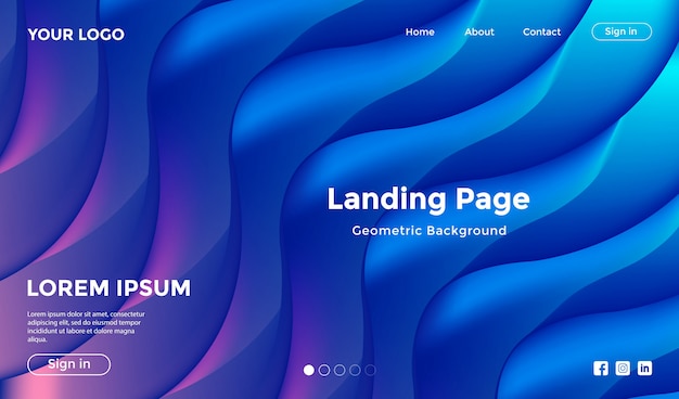 Website sjabloon met moderne vorm geometrische achtergrond Premium Vector