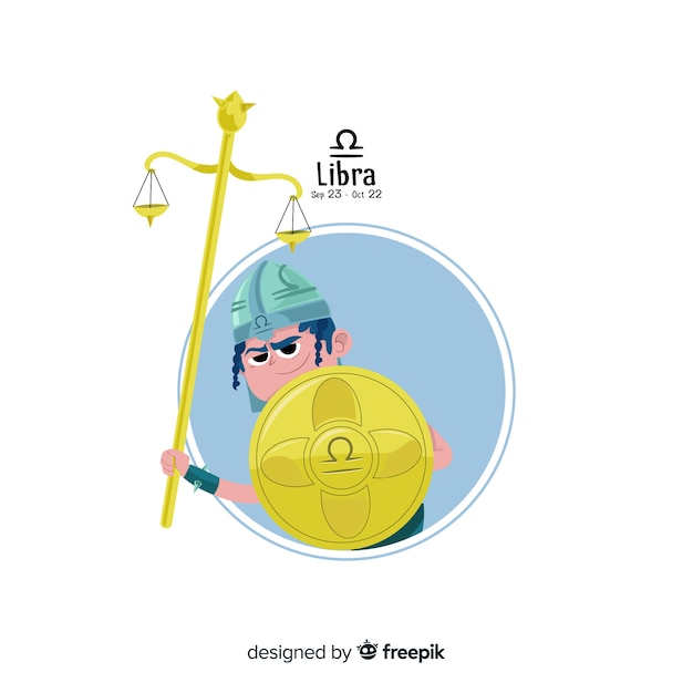 Weegschaal karakter hand getrokken stijl Gratis Vector