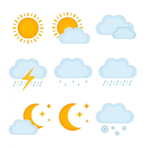 Weerbericht Metcast Tekens Vector Moderne Vlakke Stijl Cartoon