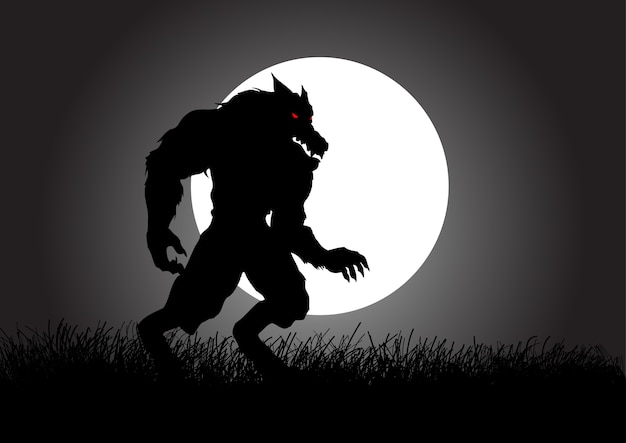 Weerwolf die volle maan op de loer ligt | Premium Vector