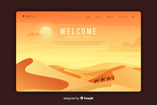 Welkom-bestemmingspagina met verlooplandschap Gratis Vector