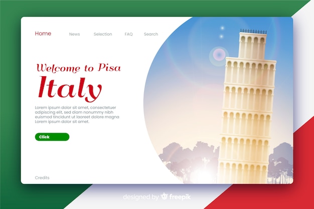 Welkom op de bestemmingspagina van italië Gratis Vector