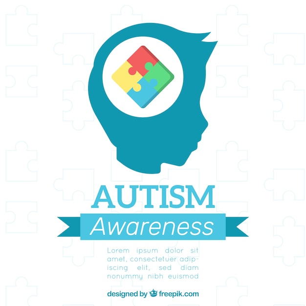 Wereldautisme dag achtergrond met puzzelstukjes in vlakke stijl Gratis Vector