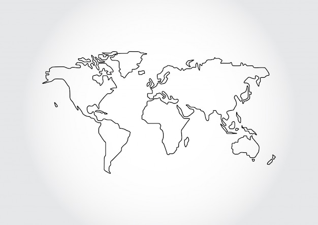 Lam Storen Waardig Wereldkaart overzicht geïsoleerd op witte achtergrond | Premium Vector