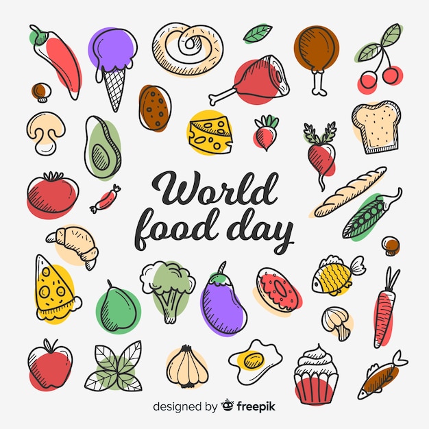 Wereldvoedsel dag concept in plat ontwerp Gratis Vector