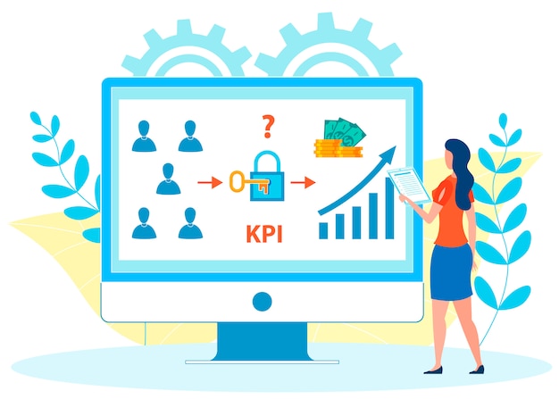 Werknemers kpi-analyse platte vectorillustratie Premium Vector