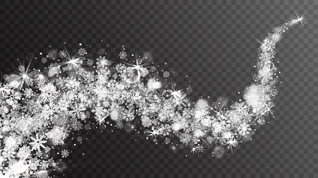Wervelend sneeuweffect op transparante achtergrond Premium Vector