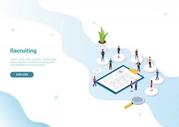 Werving of wervingsproces voor websitesjabloon Premium Vector
