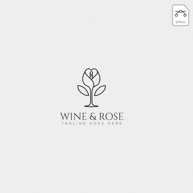 Wijn en roos logo sjabloon vector geïsoleerd, pictogram elementen Premium Vector