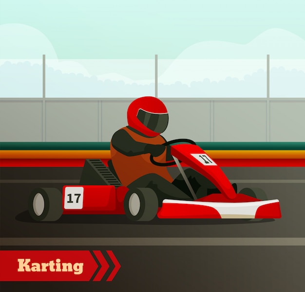 Winkelwagen race platte achtergrond Gratis Vector