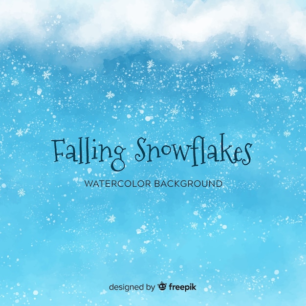 Winter achtergrond met aquarel sneeuwvlokken Gratis Vector